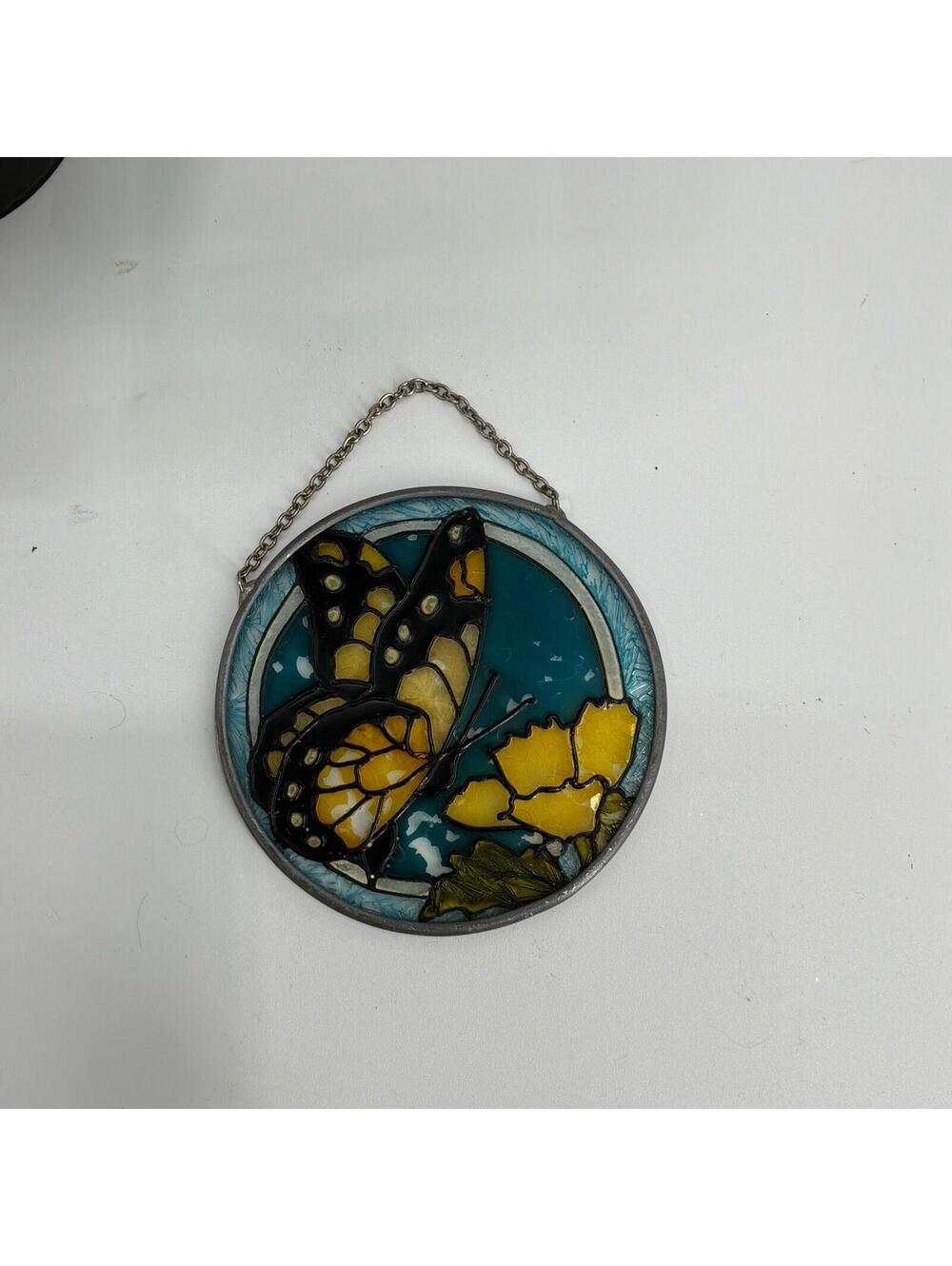 Stained Glass Butterfly Sun Catcher Whimsigoth Cottagecore Decor Window Hanging